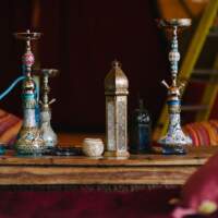 Arabian styled Tipi party with shisha pipes and morrocan lanterns by Blue Moon Event Design
